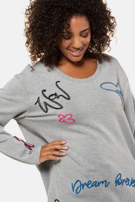 Sweatshirt, Comic-Stickereien, Oversized, innen weich