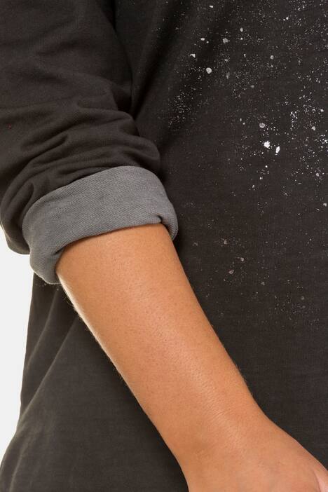 Sweatshirt, Metallic-Effekt, Oversized, Zierperlen