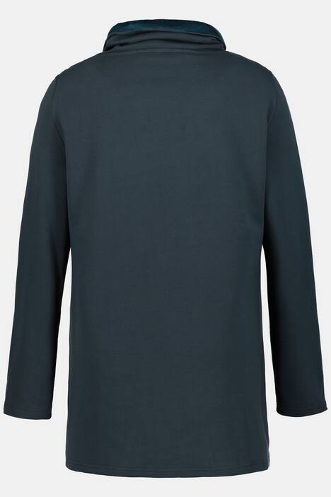Long-Sweatshirt, Samt-Stehkragen, Classic, Bindeband