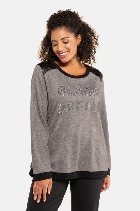 Sweatshirt, Metallic-Schriftzug, Kunstleder-Patches