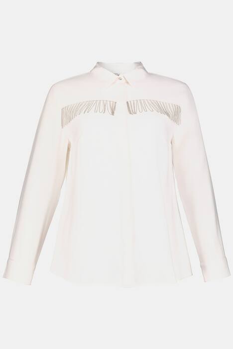 Hemdbluse, Zierketten, verdeckte Knopfleiste, Langarm