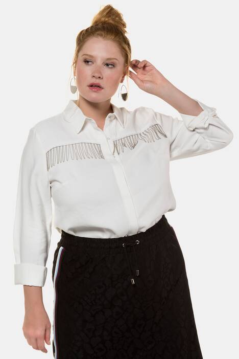 Hemdbluse, Zierketten, verdeckte Knopfleiste, Langarm