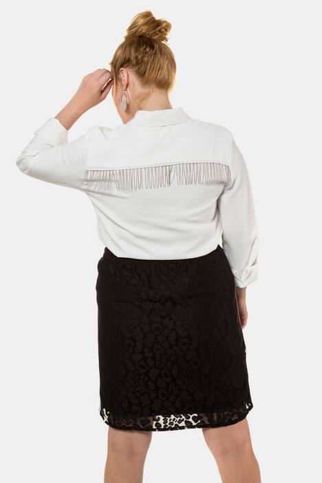 Hemdbluse, Zierketten, verdeckte Knopfleiste, Langarm
