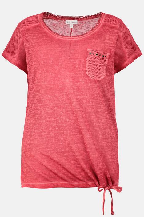 T-Shirt, Mesh-Schultern, Flammjersey