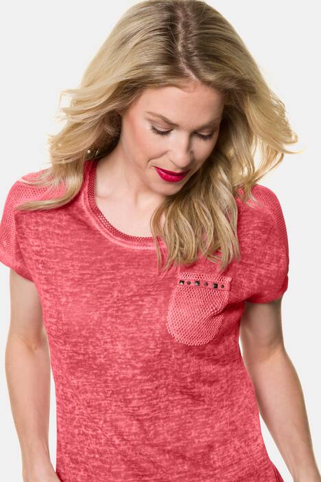 T-Shirt, Mesh-Schultern, Flammjersey