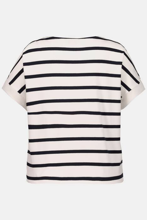 T-Shirt, Ringel, Schnürung, Chiffon-Abschlüsse