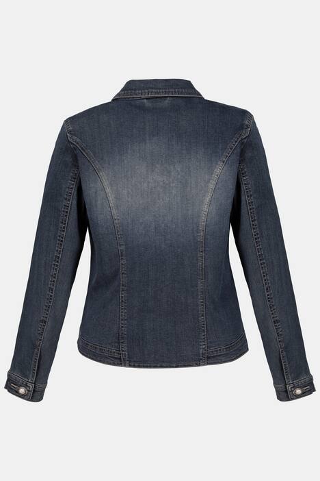 Jeansjacke, Schriftdekor, Glitzersteinchen, Used-Optik