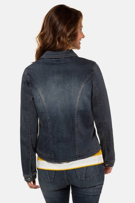 Jeansjacke, Schriftdekor, Glitzersteinchen, Used-Optik