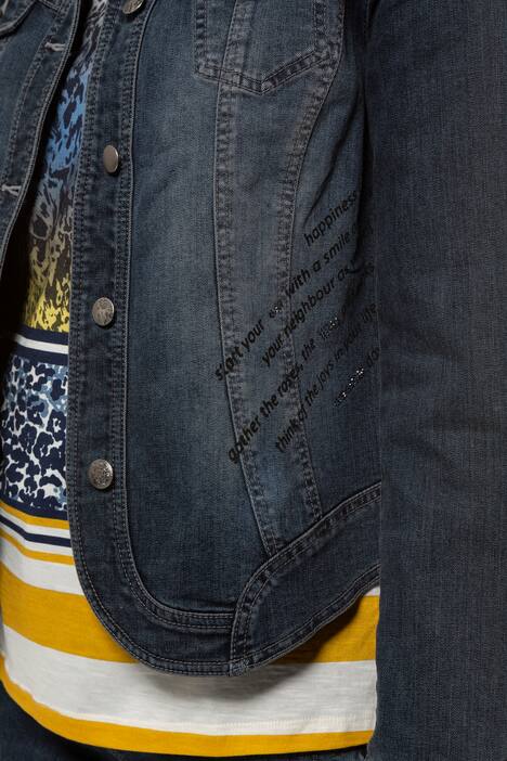 Jeansjacke, Schriftdekor, Glitzersteinchen, Used-Optik