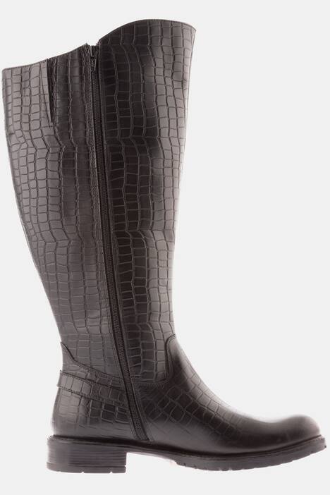 Stiefel, Krokoprägung, Fleecfutter, Weite H