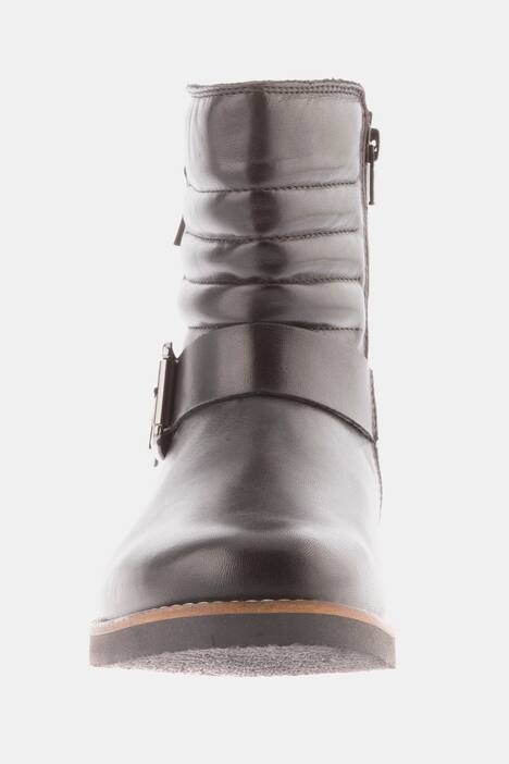 Biker-Stiefeletten, Steppung, Fleece, Leder, Weite H