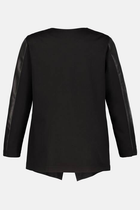Faux Leather Front Ponte Knit Back Jacket