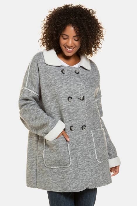 Jacke, Webpelzkanten, doppelte Knopfleiste