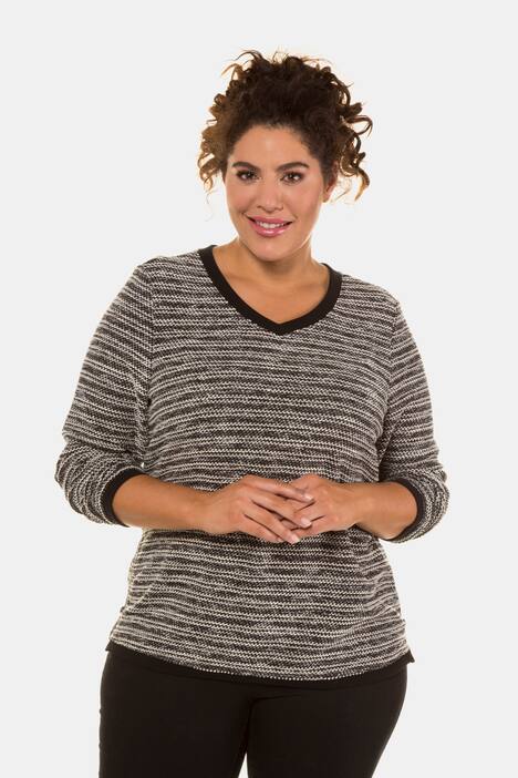 Sweatshirt, Bouclé-Streifen, Classic, Reißverschluss