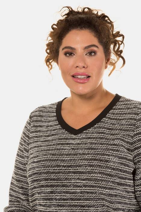 Sweatshirt, Bouclé-Streifen, Classic, Reißverschluss