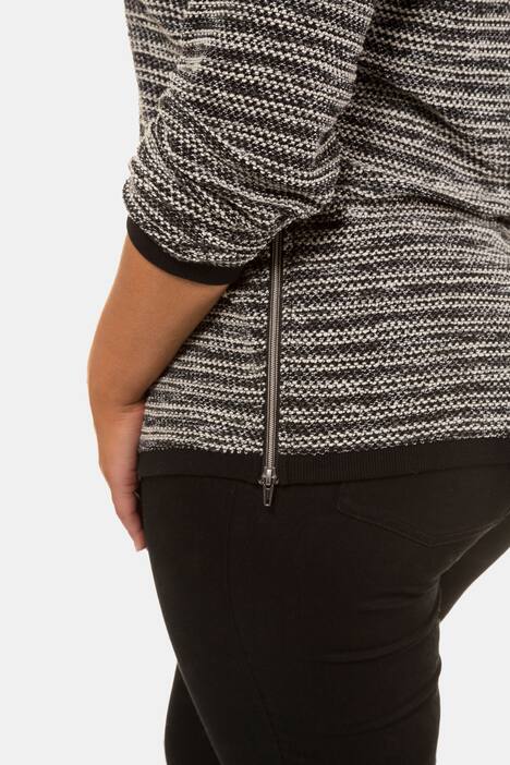 Sweatshirt, Bouclé-Streifen, Classic, Reißverschluss