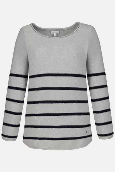 Pullover, Ringel, Strukturstrick, Rollkanten