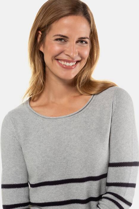 Pullover, Ringel, Strukturstrick, Rollkanten
