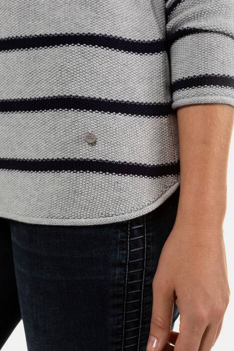 Pullover, Ringel, Strukturstrick, Rollkanten