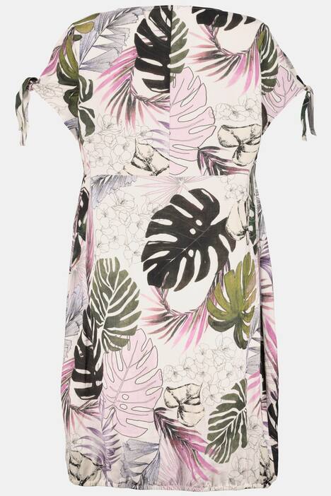 Kleid, Dschungelmuster, O-Silhouette, Leinenmix