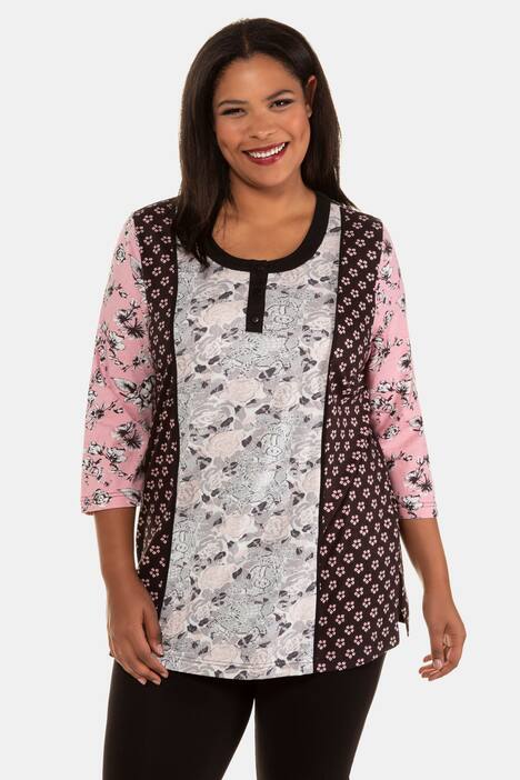 Longshirt, Mustermix, Rundhalsausschnitt, 3/4-Arm