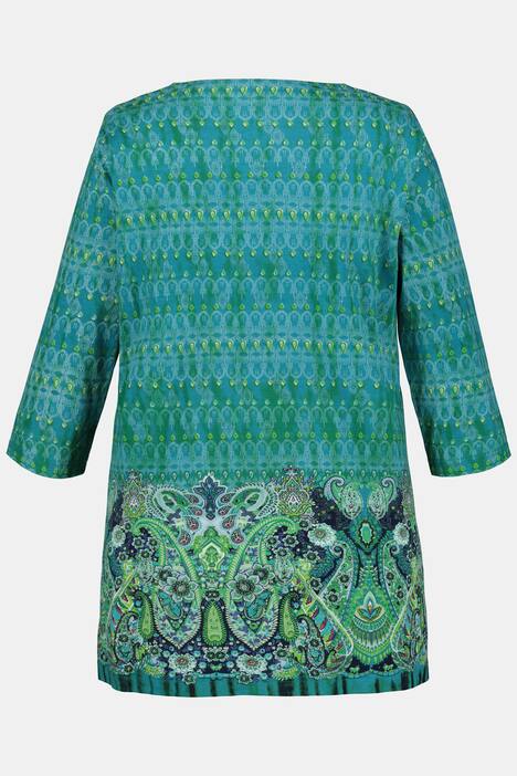 Longshirt, gemustert, Saumbordüre, 3/4-Arm