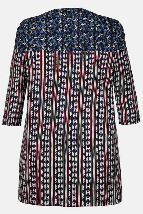 Longshirt, Mustermix, Seitenschlitze, 3/4-Arm