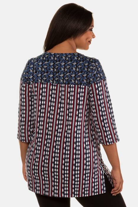 Longshirt, Mustermix, Seitenschlitze, 3/4-Arm