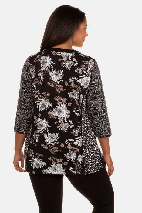 Black & White All Over Mix V-Neck Cotton Print Tee