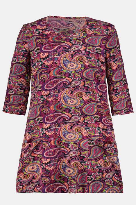 Longshirt, Paisleymuster, V-Ausschnitt, 3/4-Arm
