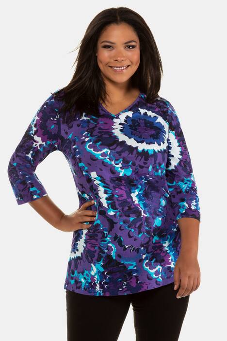 Longshirt, V-hals, 3/4 mouwen, zijsplitten