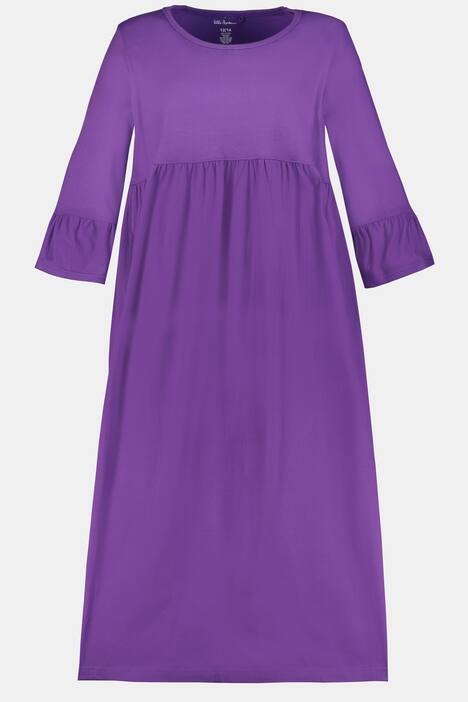 Kleid, gekräuselte Quernaht, 3/4-Volantärmel
