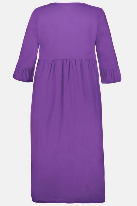 Kleid, gekräuselte Quernaht, 3/4-Volantärmel
