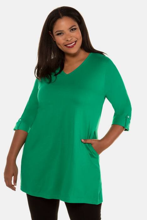 Roll Sleeve Swing Pocket Knit Tunic