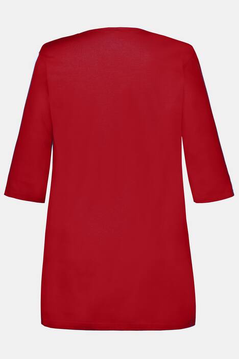 Longshirt, Ausschnitt-Zierbänder, A-Linie, 3/4-Arm