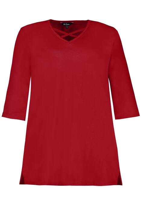 Crossover V-Neck Cotton Knit Tunic