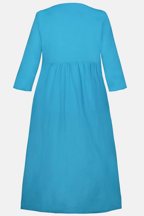 Kleid, Ausschnitt-Zierbänder, Kräusel-Quernaht, 3/4-Arm