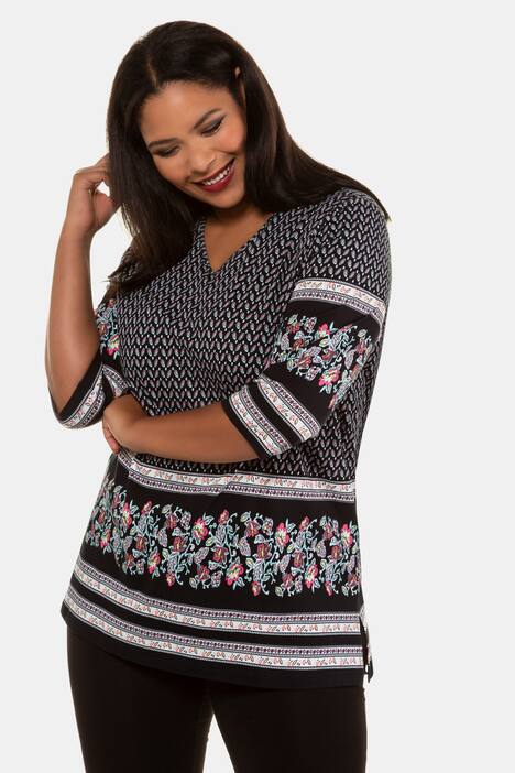 Floral Border Touches Knit Tunic