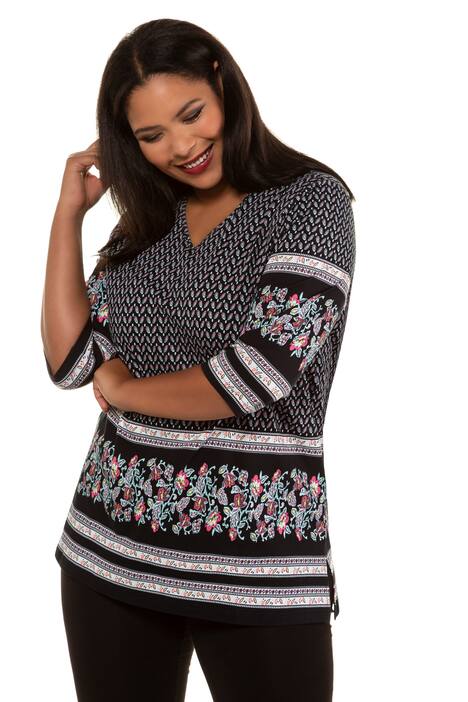 Floral Border Touches Knit Tunic