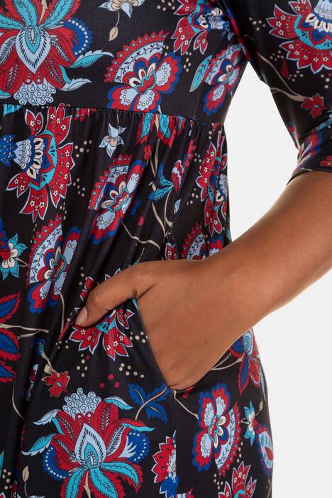 Kleid, gemusterter Jersey, Prinzess-Linie, 3/4-Arm