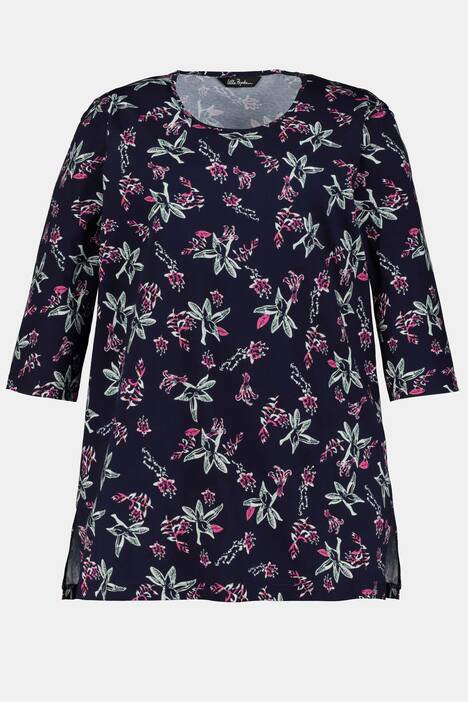 Longshirt, Blütenmuster, 3/4-Arm, Jersey