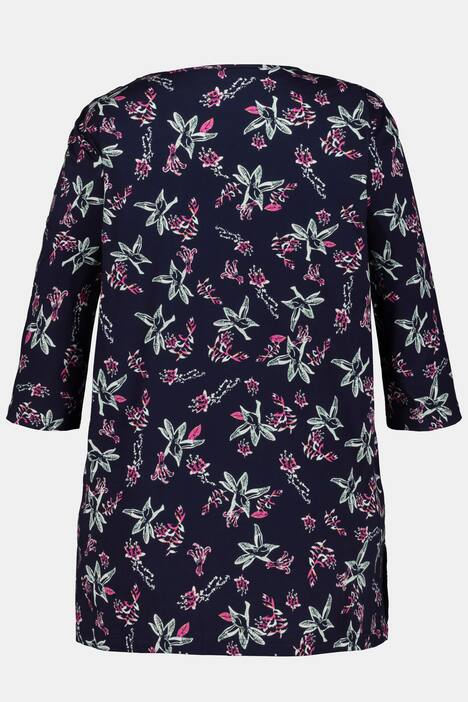 Longshirt, Blütenmuster, 3/4-Arm, Jersey