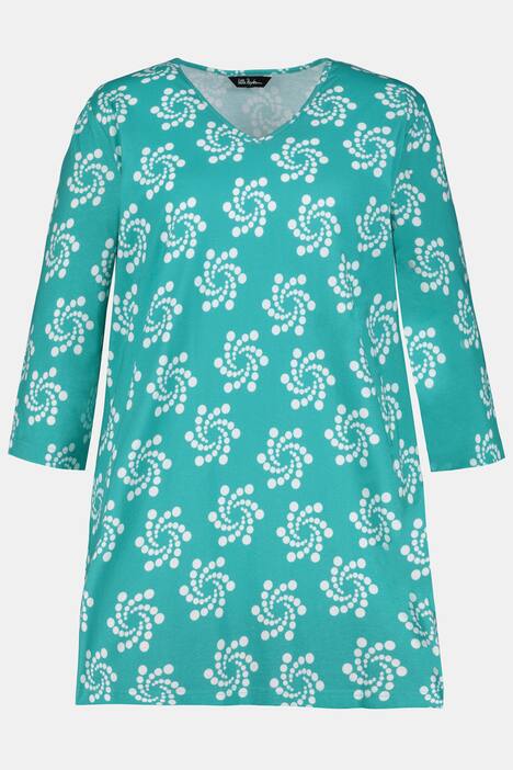 Longshirt, geometrisches Muster, V-Ausschnitt, 3/4-Arm