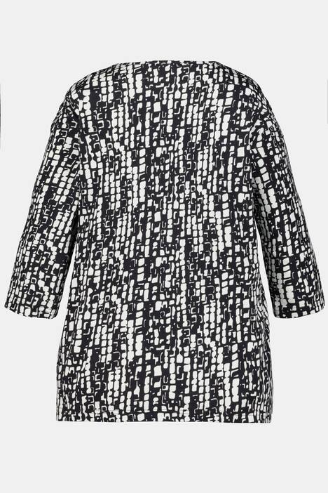 Shirt, grafisches Muster, 3/4-Arm, reine Baumwolle