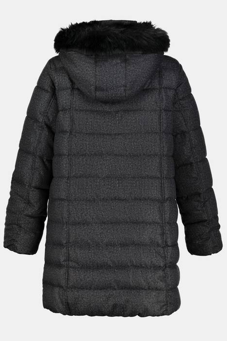 Steppmantel, Flanell-Melangeoptik, Wechsel-Webpelz