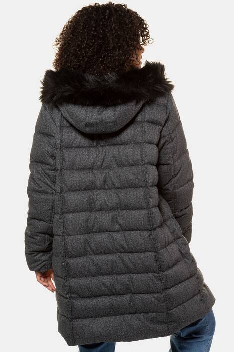 Steppmantel, Flanell-Melangeoptik, Wechsel-Webpelz
