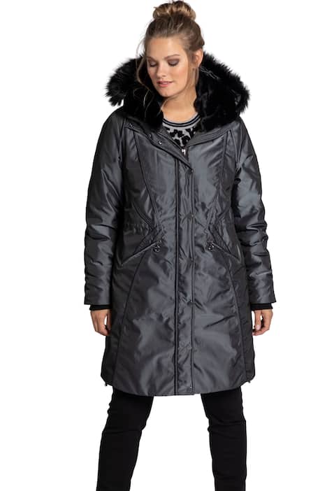 Piped Seam Details Fur Hood Fully Lined Jacket