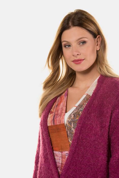 Bouclé-Cardigan, lange Form, weicher Wollmix, selection