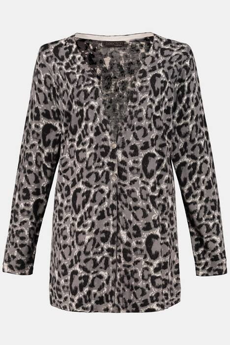 Strickjacke, Leomuster, tiefer V-Ausschnitt, selection