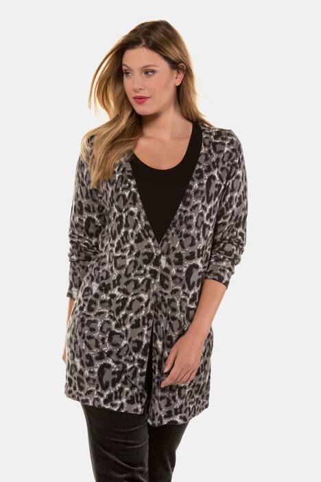 Strickjacke, Leomuster, tiefer V-Ausschnitt, selection
